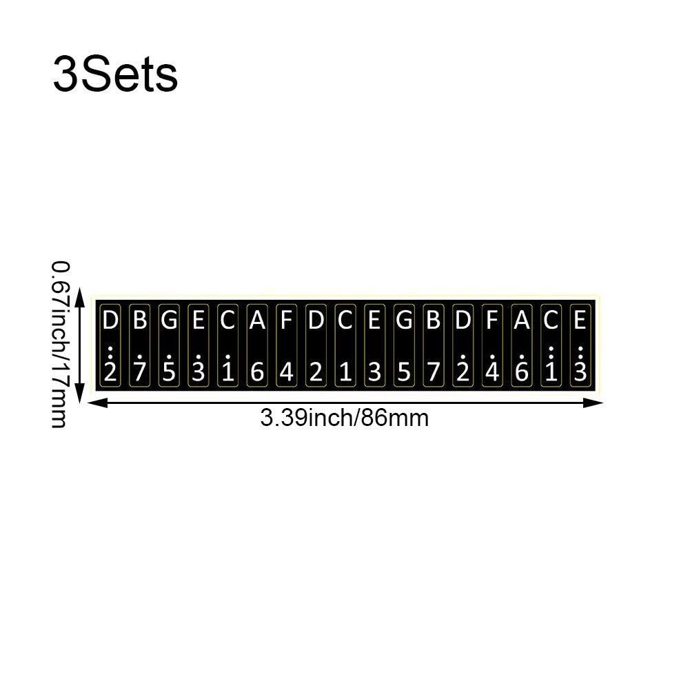 3 Set Kalimba-daumenklavier-notenaufkleber Für Anfänger, Musikalisches Geschenk Und Kalimba-Skala-Aufkleber, Percussion-Dekoration