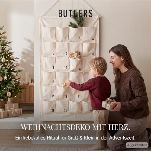 BUTLERS SANTA IS COMING Adventskalender zum Befüllen, Stoff Wandkalender – Ansicht 6
