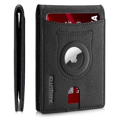 RUNBOX Carteiras masculinas porta-Airtag Slim RFID de couro presente para homens pai, Palmeira preta, medium, Clássico