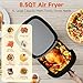 Kitchen Elite Air Fryer Stainless Steel with View Window, XL 8.5QT Large Airfryer, 8-in-1 Digital Control, 400°F Temp Controls, Nonstick Dishwasher-Safe, Space-Saving, Roast, Broil, 1500W
