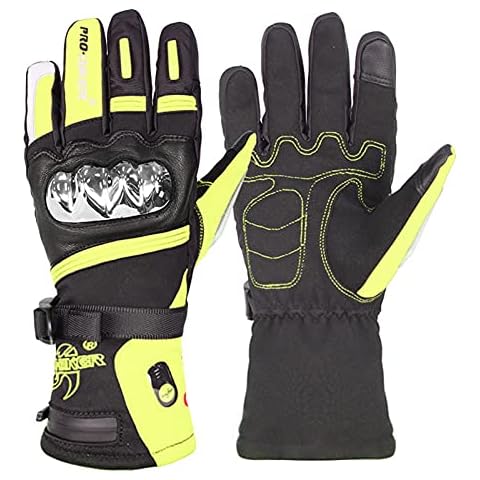 Heated Gloves for Motorcycle Cycling, Electric Thermal Skiing Gloves For Men Women Rechargeable Warming Touch Screen Gloves, With 3 Level Temperature, Hand Protection,Yellow,L Cover
