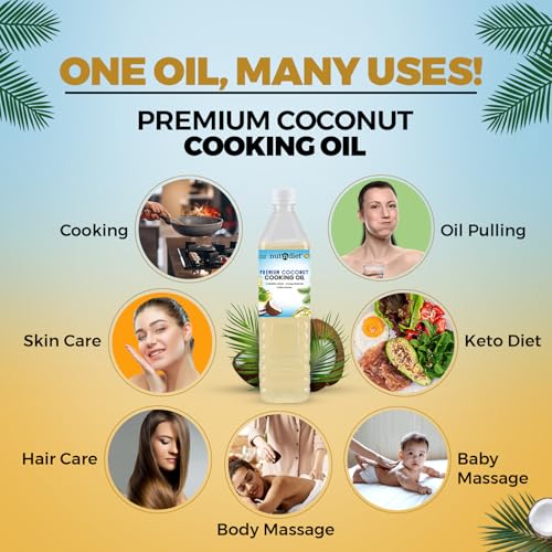 Image of nutndiet Premium Edible Coconut Oil for Cooking, 200ml PET Bottle | Natural Coconut Oil | Perfect Choice for Frying, Baking, Sauteing, and Everyday Healthy Cooking Needs