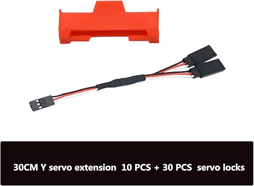Miniatura 2 de Skrnrhrery Cable adaptador servo Y, 10 piezas de conector servo Y de 11.8in y 30 piezas de cable de extensión servo, clip de conector de seguridad