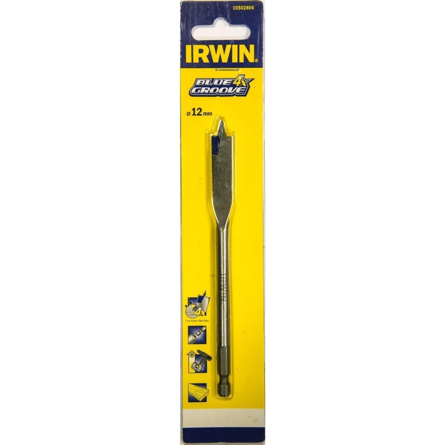 Irwin 10502806 4X Blue Groove Flat Bit, 12mm x 152mm โ image 1