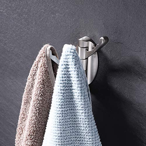 Kes Solid Metal Swivel Hook Heavy Duty Folding Swing Arm Triple Coat Hook With Multi Three Foldable Arms Towel/Clothes Hanger For Bathroom Kitchen Garage Wall Mounted Brushed Nickel, A5060-2 #TOP5