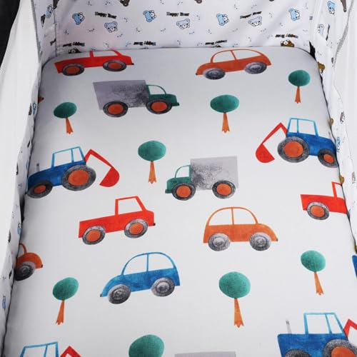 Image of Pack n Play Sheet Stretchy Fitted Portable Mini Crib Sheets Set 2 Pack,Playard Sheets Convertible Playard Mattress Cover,Ultra Soft Jersey Material, Rocket & Car