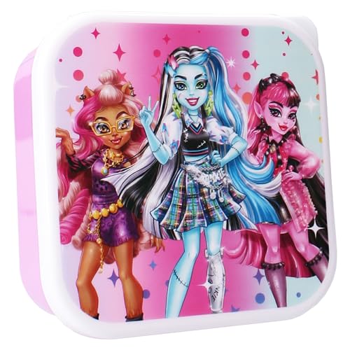 Miniatura 2 de Vadobag Monster High Let S Eat! 3 Snackbox Porta Aperitivos De Plástico Con Tapa 3 En 1 Varios Tamaños 12 X 12 X 6 Cm 11 X 11 X 5 Cm 9 X 9 X 4 Cm Original