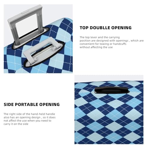 Travel Luggage Cover - Blue Squares Washable Suitcase Covers Protector Fits 18-32 Inch Luggage3