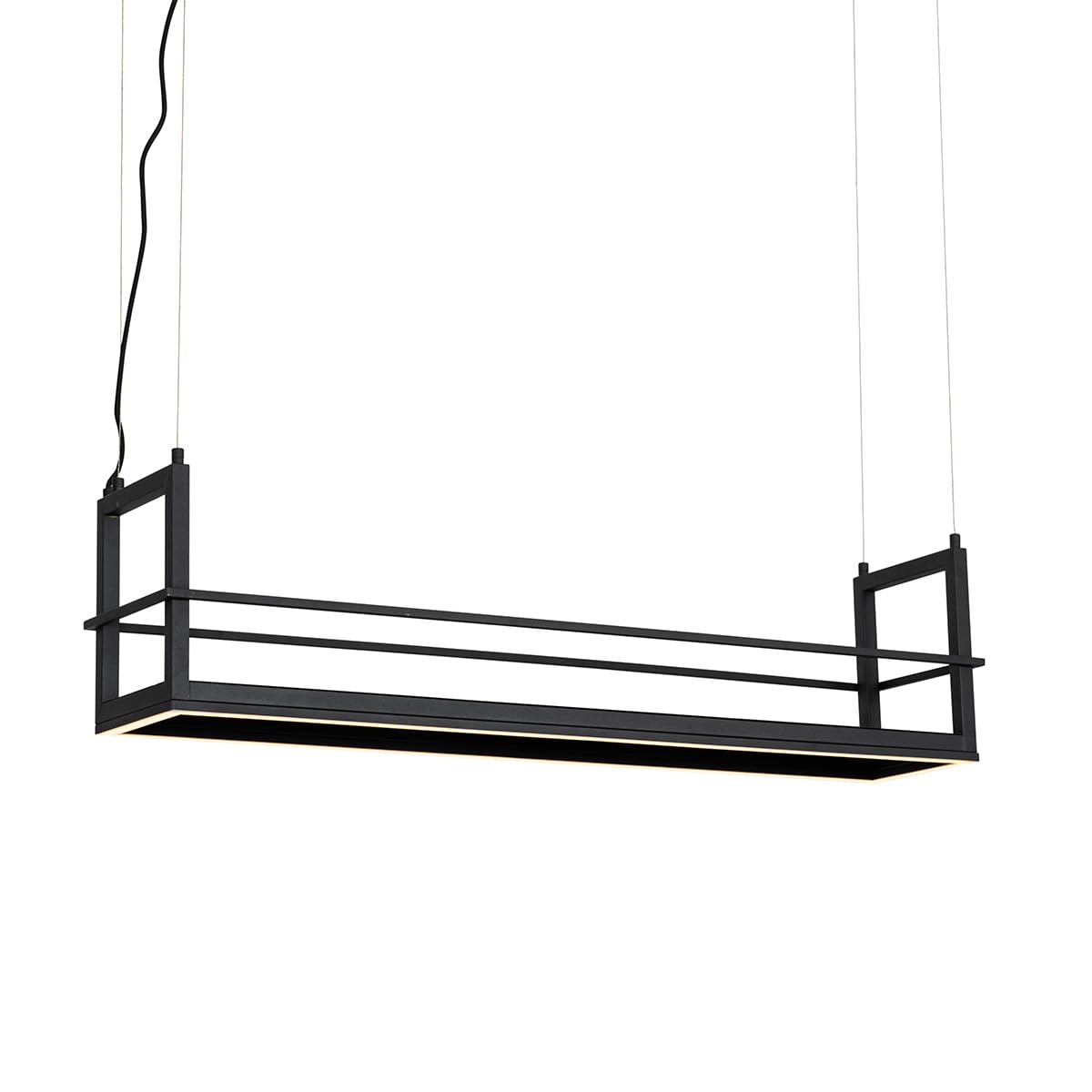 Qazqa led industrial lámpara colgante negro rectangular 102 cm Cage