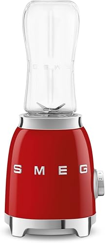Miniatura 3 de SMEG Licuadora personal estilo retro de los años 50 con perilla retroiluminada y dos botellas de 20.3 fl oz sin BPA PBF01RDUS Rojo