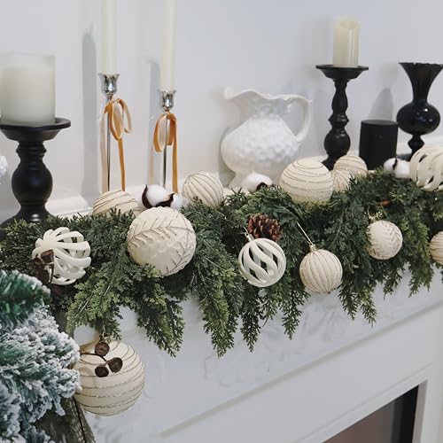 Image of 20PCS Velvet Ornaments for Christmas Tree, 2.36INCH Glitter Flocked Christmas Ornaments Decorations Balls Set Decor