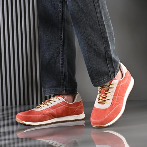 Image of Blue Leather by Centrino Genuine Leather Men's Sneakers | Leather Made Cushioned Insole Comfortable Shoes | Trendy & Stylish Modern Sneakers | Durable TPR Sole (4089)