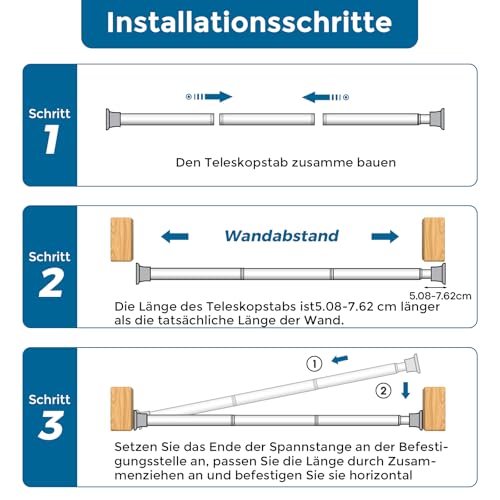 Image of AIZESI Tension Curtain Rod 18-36 inch,2Pcs Adjustable Tension Rod Black Curtain Tension Rod No Drilling Small Tension Rod Spring Tension Curtain Rod