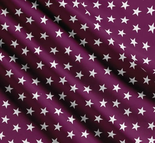 Image of Soimoi Pink Cotton Cambric Fabric Stars Star Printed Fabric 1 Meter 58 Inch Wide