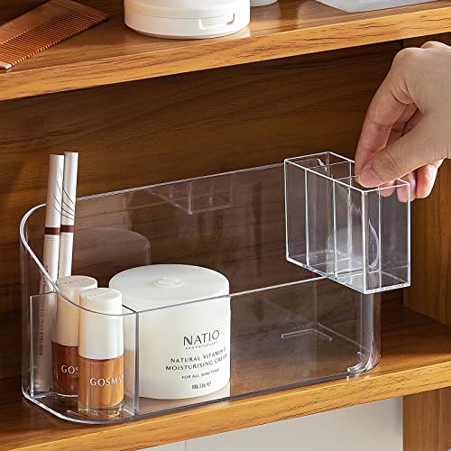 Small Makeup Organizer,Jenoudar Slim Cosmetic Display Case,Multifunctional Desktop Stationery Storage Tray,Clear Acrylic Skincare Organizers For Bathroom Countertop/Medicine Cabinet/Vanity #TOP2