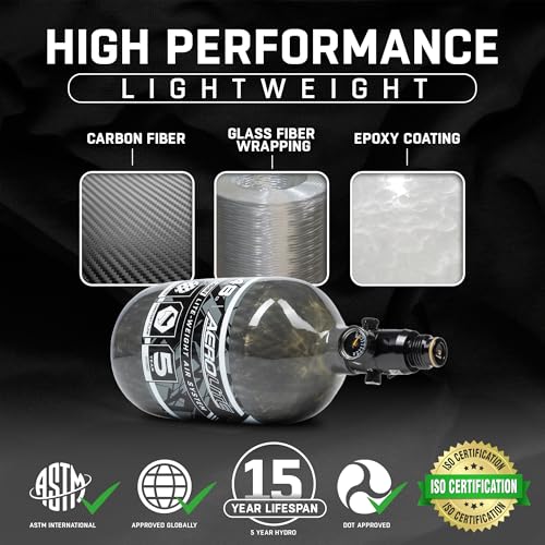 HK Army Aerolite HPA Paintball Tank Air System 48ci/4500psi, grey - Image 4