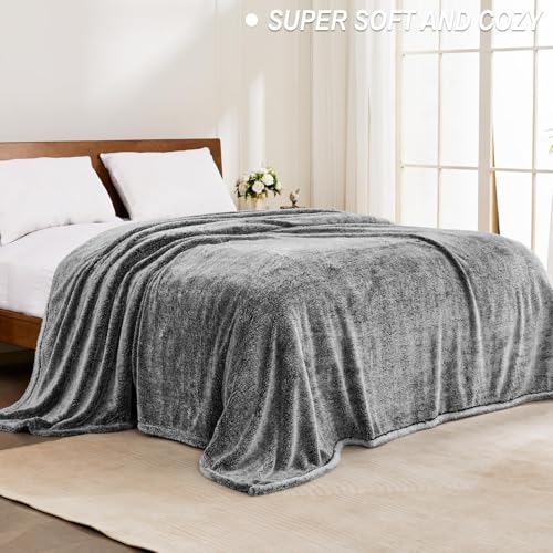 Image of Exclusivo Mezcla Plush Fuzzy Fleece Throw Blanket Extra Large, Super Soft, Fluffy and Warm Blankets for Couch, Bed, All Season (Mixed Black, 50x70 inches)