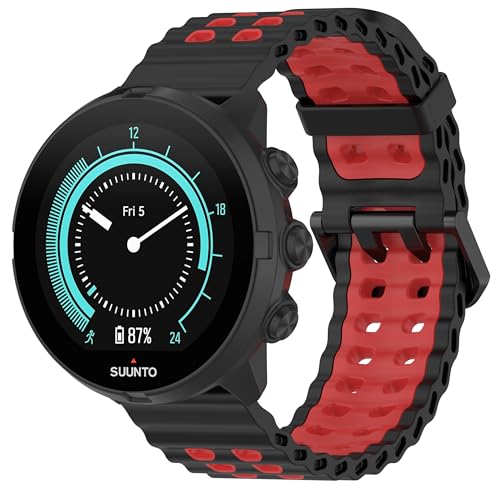 VeveXiao �ʋC���X�|�[�c�o���h Suunto 9/9 baro / 7 /spartan sport / D5�Ή� 24mm �\�t�g�V���R�� �h�� �����p�o���h ���f�B�[�X �����Y �X�g���b�v, Medium, �V���R�[��, ��΂Ȃ�