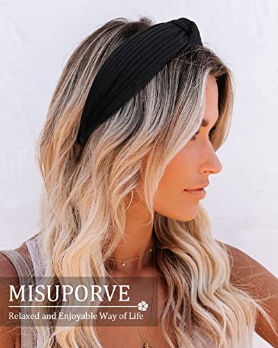 Misuporve Knotted Headbands For Women Girls Wide Headbands Cloth Headband Top Cross Knot Head Bands For Women’s Hair Band Fashion Thick Turban Headband Hair Hoop 3 Pcs #TOP1