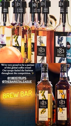 Image of 1883 Cane Sugar Syrup for Drinks, Made in France, 1 Liter Glass Bottle