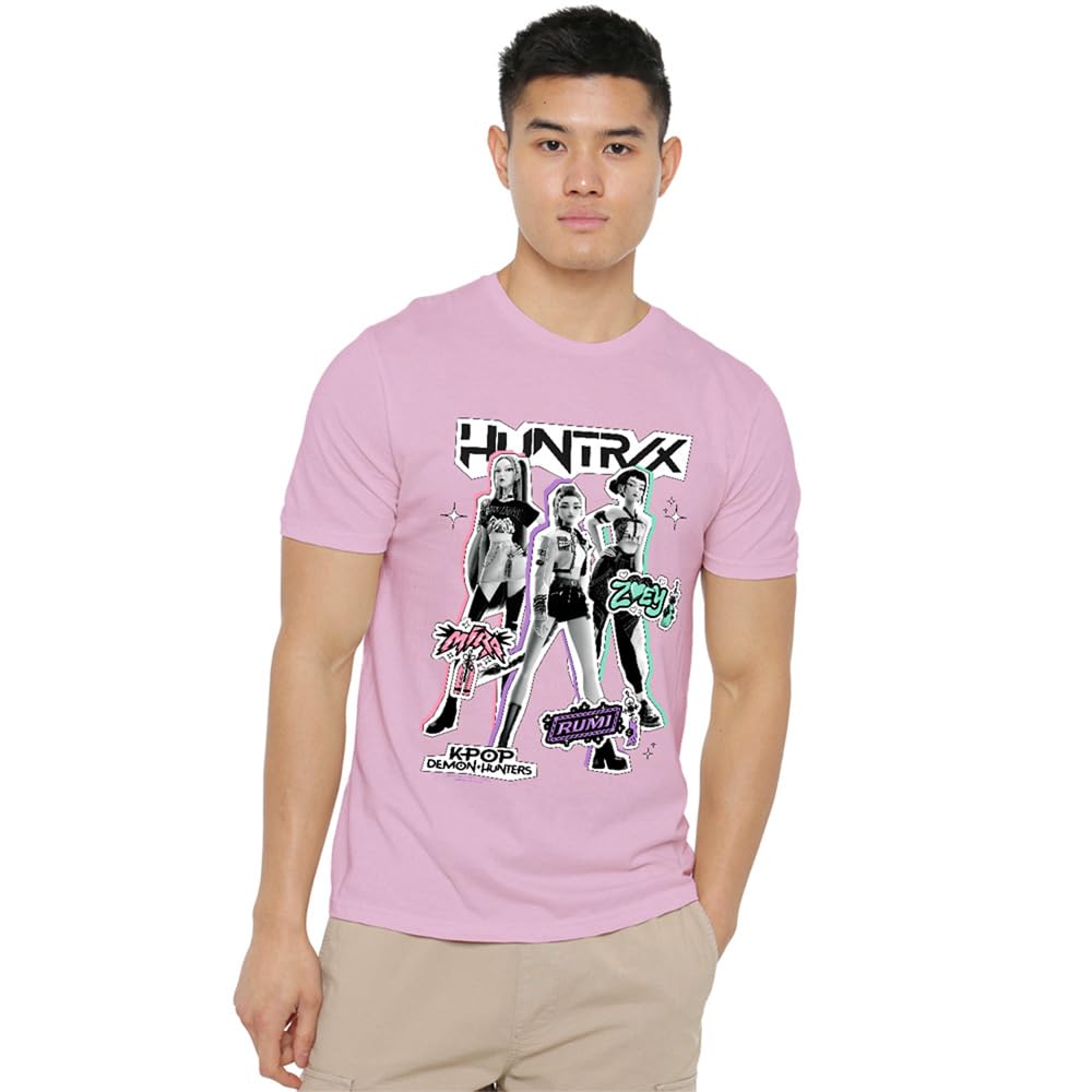 Kpop Demon Hunters Huntrix Scrapbook Poses Unisex T Shirt, Pink, Medium