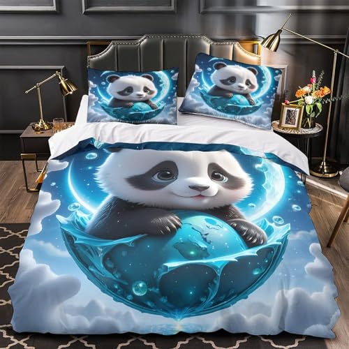 Housse de couette panda 140x200 parure lit enfant 3D