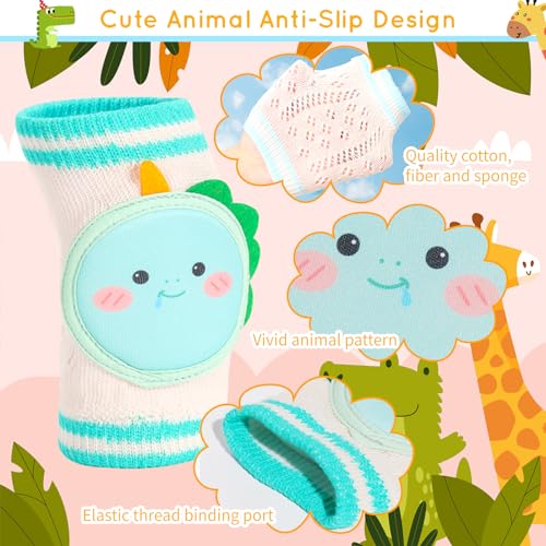 6 Pairs Baby Knee Pads for Crawling Baby Cartoon Kneepads Baby Breathable Knee Pads Cute Animal Anti-Slip and Protect Toddlers Knees for Boys Girls Crawling Knee Pads 0-3 Years Old4
