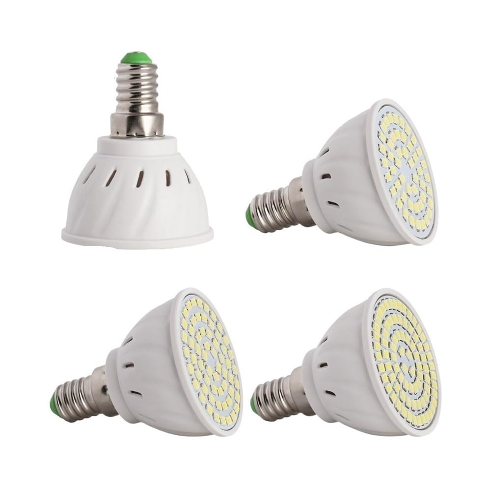 HHF Iluminación del hogar, Paquete de 20, bombilla de foco LED E14 AC220V SMD2835 48 LED/60 LED/80 LED bombillas LED luz del hogar(Wam White,E14 80leds 8W)