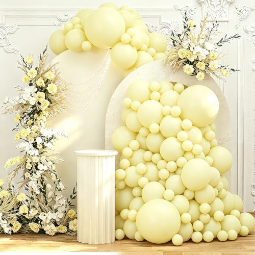 Image of 108Pcs Double Stuffed Light Yellow Balloon Garland Arch Kit