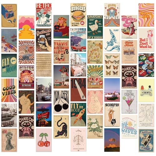 WincentLu 50 PCS Vintage Collectible Postcard Set-20th Century Classic Art Poster Nostalgic Style Images -Famous painting Posters & Transient Handwritten Postcards, Decorative Wall Card Postcards for DIY Card Paper（4X6）