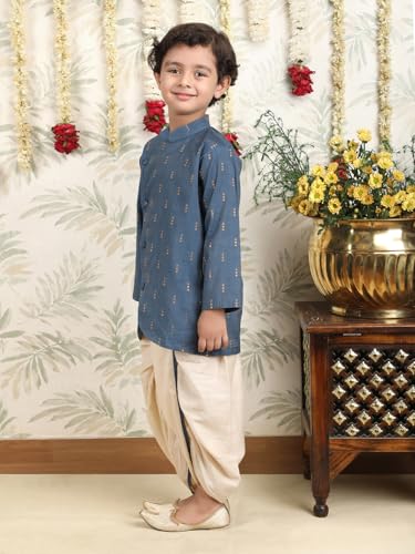 Image of POLKA TOTS Pure Cotton Traditional Dhoti Kurta Set for Baby Boys, Toddlers & Kids | Soft and Breathable Cotton Ethnic Dress for Festivals and Weddings | Traditional Elegant Indian Festive Clothing