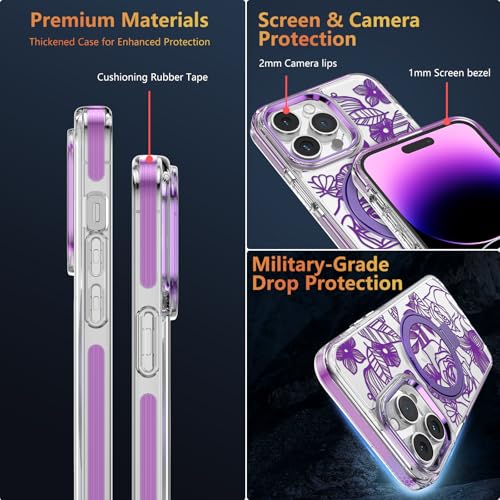 Coque rose iPhone 14 Pro Max avec fleurs, le cadeau idéal pour femmes et filles