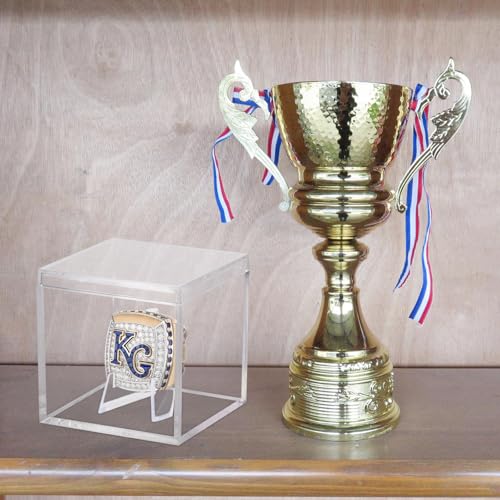 Image of 3 Pack Championship Ring Display Case Clear Acrylic Display Case Mini Football Baseball Softball Ring Holder Display Box Single Coin Stand 1 Slot Ring Hole Storage Box for Sports Fans, 2.16 Inch