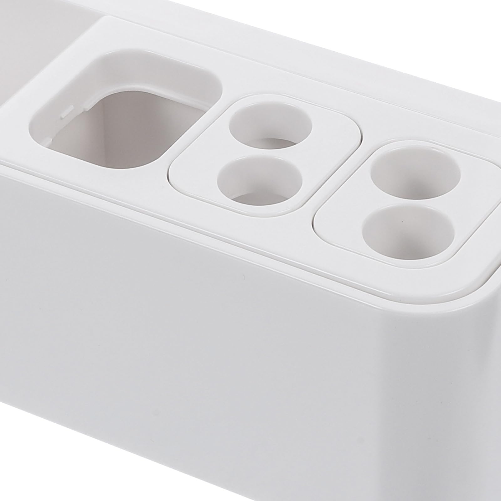 Organizer da Parete per Bagno Multiscomparto in ABS Bianco Portaspazzolini da Denti Elettrici Gancio Adesivo senza Fori Supporto Porta Spazzolino Piccolo e Porta Dentifricio per
