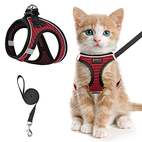 Cat Harness and Lead Set for Walking Escape Proof Adjustable Kitten Vest Harness Reflective Soft Mesh Puppy Vest for Outdoor Comfort Fit