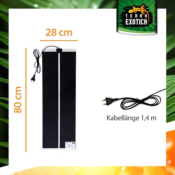 Terra Exotica Terrarium Heizmatte Standard - 5W, 7W, 14W, 20W, 28W, 35W, 45W - Wärmematte fü Terrarien (45 Watt - 80 x 28 cm) - 5