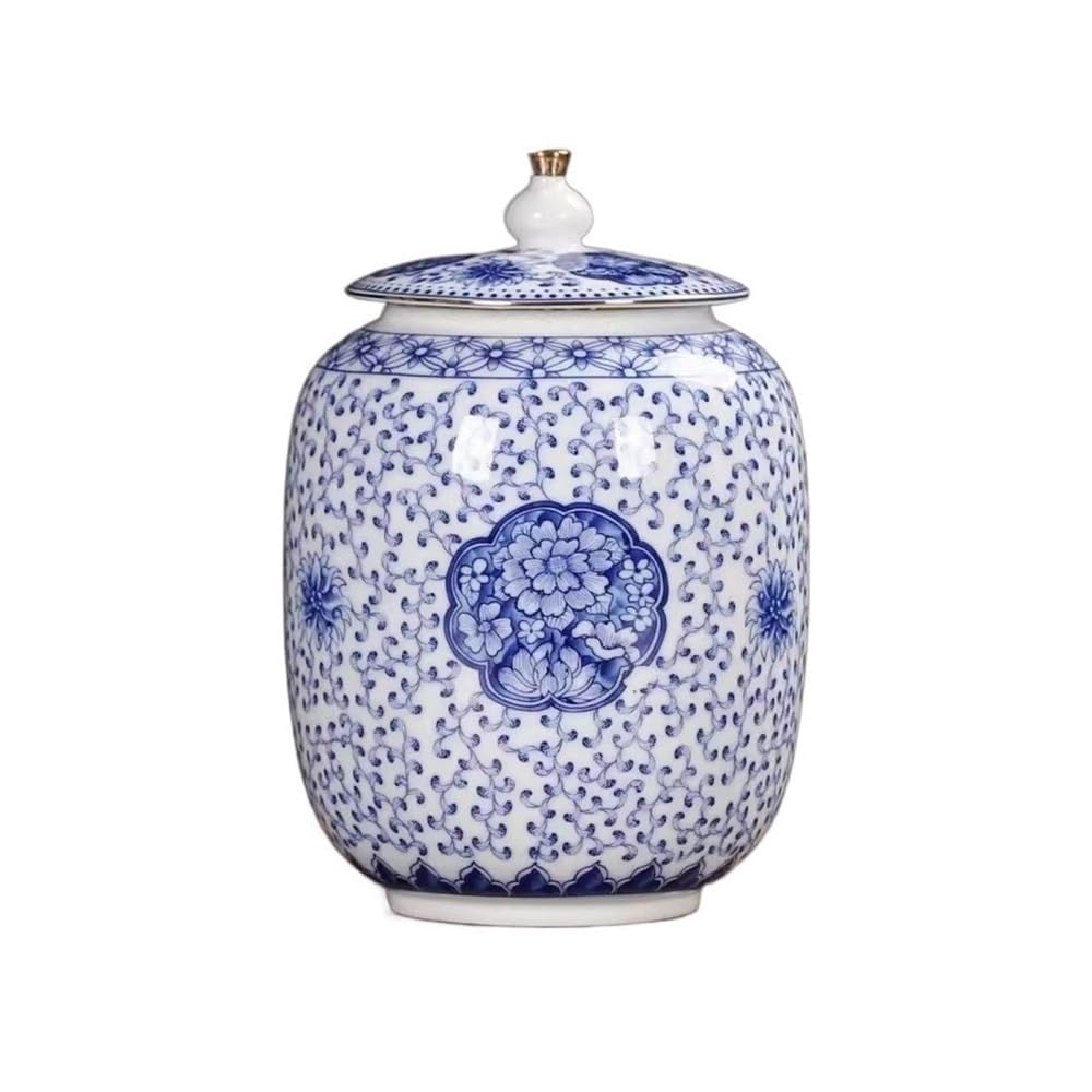 CHENGAIJIAN Tea Canister Ceramic Sealing Canister Tea Puerh Storage Jar Large Living Room Ornaments(S)