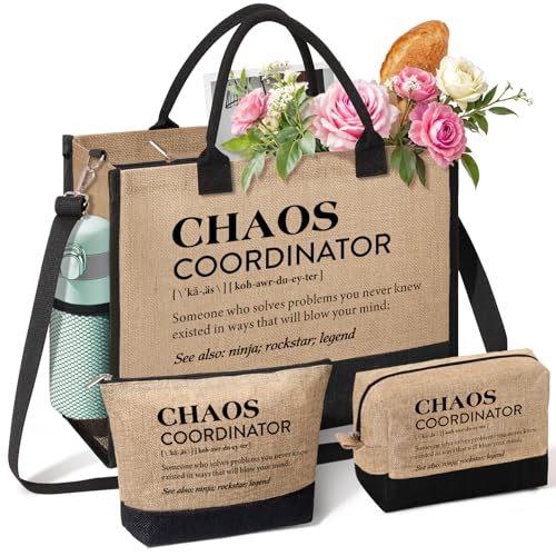 Image of Chaos Coordinator Gifts, Personalized Tote Bag Beach Bag for Women, Administrative Professional Day, Birthday, Christmas Appreciation Gifts for Coworker Employee Boss Lady Manager Teacher Nurse
