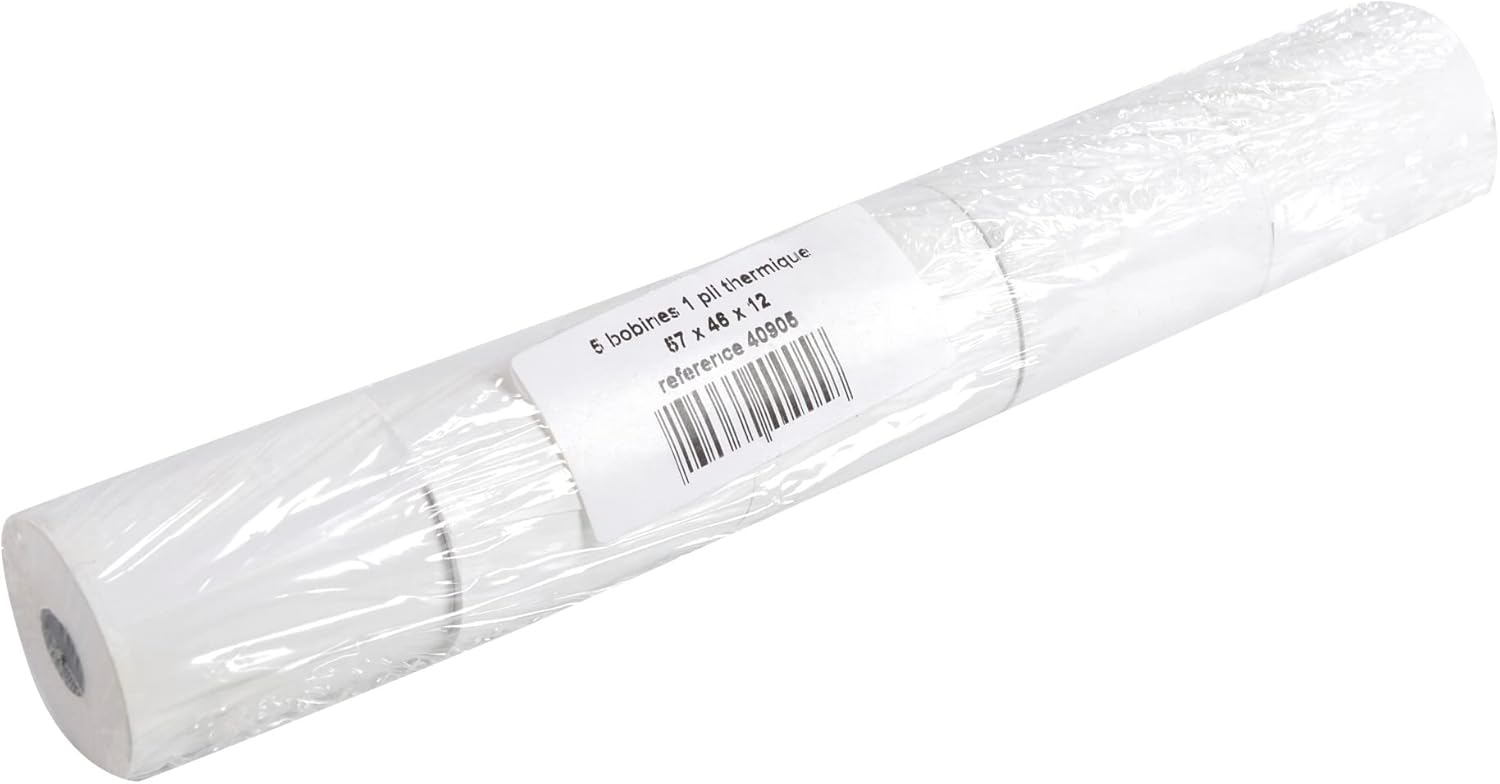 Exacompta 40905DE Thermal Rolls for EC-Cash Devices 1-Ply Width 57 mm Length 24 m Core Diameter 12 mm SEPA Debit Text on The Back (German) 55 g/m² Extra BPA Free Pack of 5