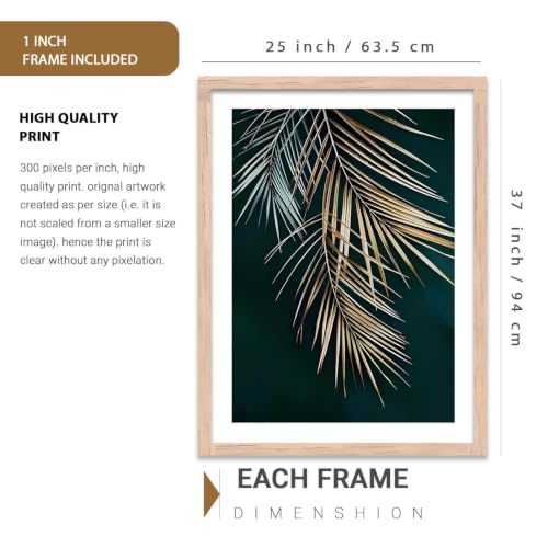 Image of kotart Decorative Nature inspired Wall Art Home Decor Painting | Aesthetic Poster With Frame For Living Room Bed Room Hotel Wall Decor Digital Reprint Set of 3 (35x37 Inch)