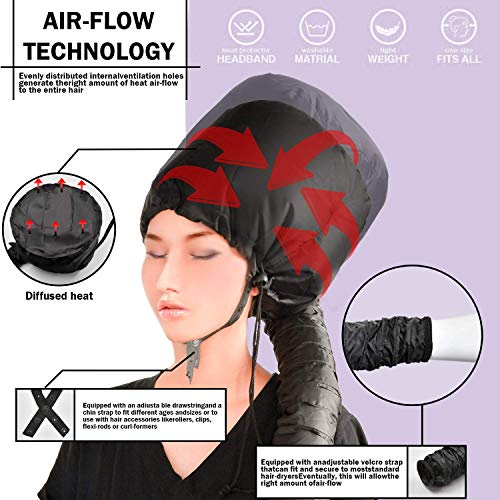 LibrNTY droogkap voor haar, kappen haardrogerbevestiging, zachte kap instelbaar voor handhaardroger-kap, beschermt het haar, verzorging diepe verzorging, cadeau + 2 krulspelden - Image 5