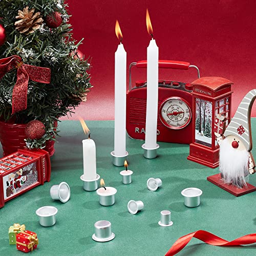 Ph Pandahall 40Pcs Mini Metal Candle Inserts, 2 Sizes Candlestick Holder Cup Aluminum Metal Candle Cups Drip Protectors Catchers For Wax Dripping Wood Table Candle Ramadan Valentine Christmas #TOP4