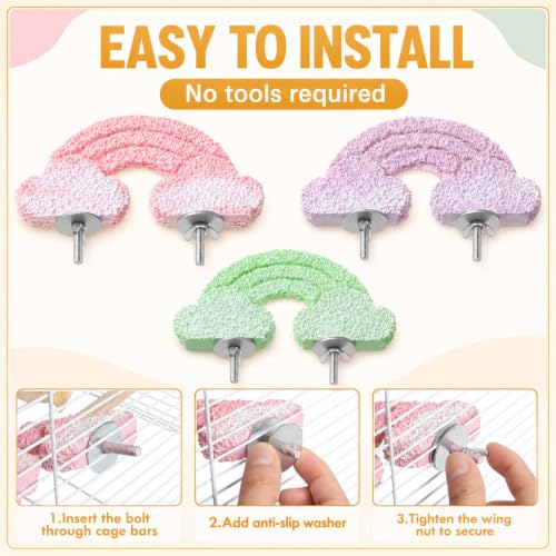 Image of Novabright 3 Pack Bird Beak Grinding Stone Cloud Shaped Bird Perch 6.1 x 2.9 Inch Washable Birds Cage Accessories Parakeet Perches Replacement of Natural Wood Perches for Budgies Cockatiels Conures
