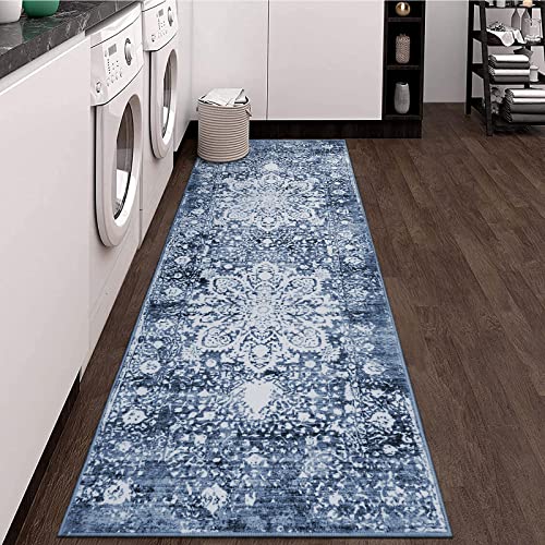Beeiva Medallion Washable Kitchen Runner Rugs, 2X6 Blue Carpet Runners For Hallways Rug For Kitchen Bedroom Bathroom, Vintage Distressed Non Slip Laundry Room Rugs For Entryway Runner #TOP6