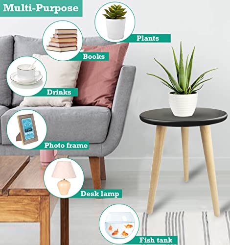 Tuohours 18In Tall Plant Stand Holder For Indoor Planters, Mid Century Small Round Wood Table For Living Room Corner Floor #TOP6