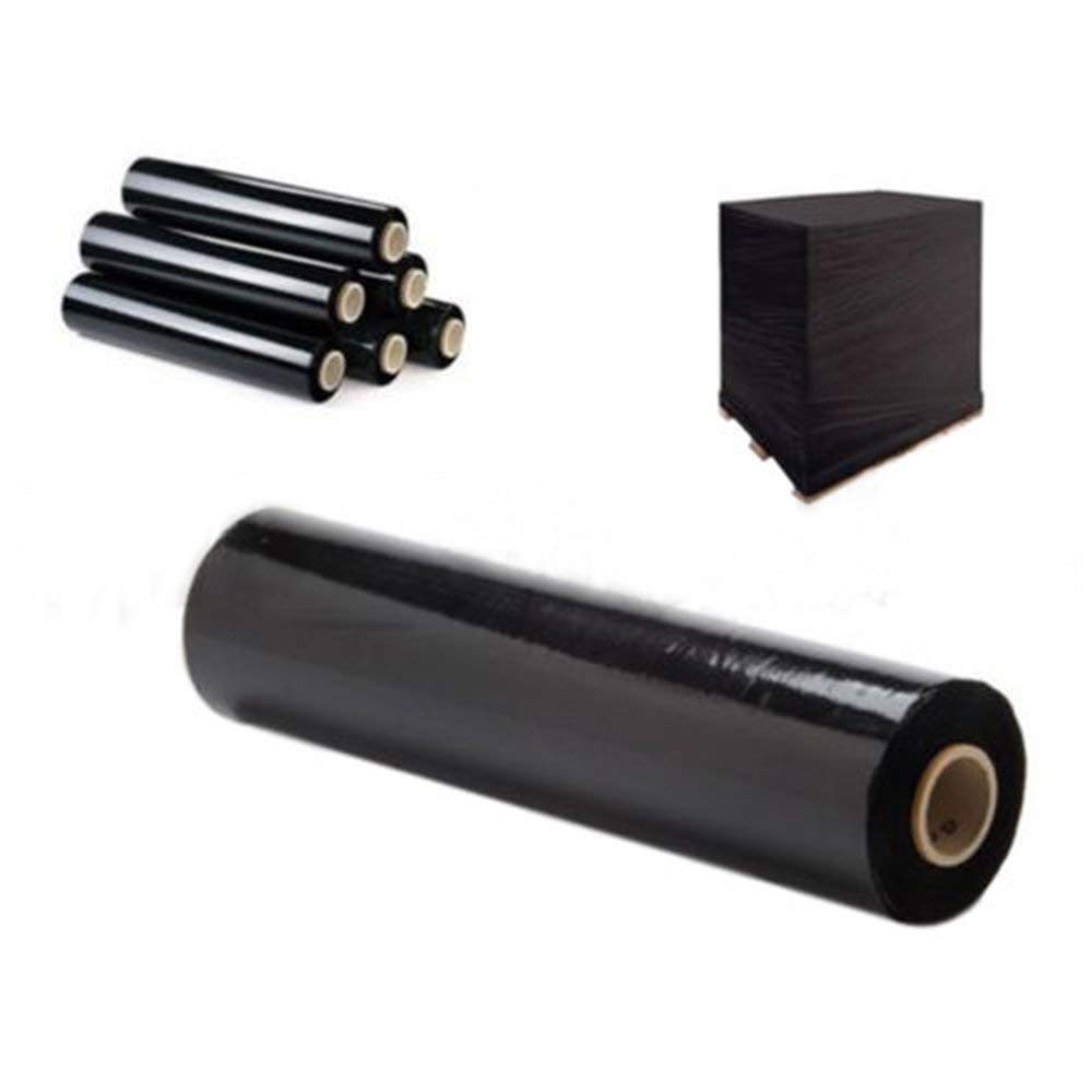 Rollo de film negro elástico y resistente para paquetes y palés