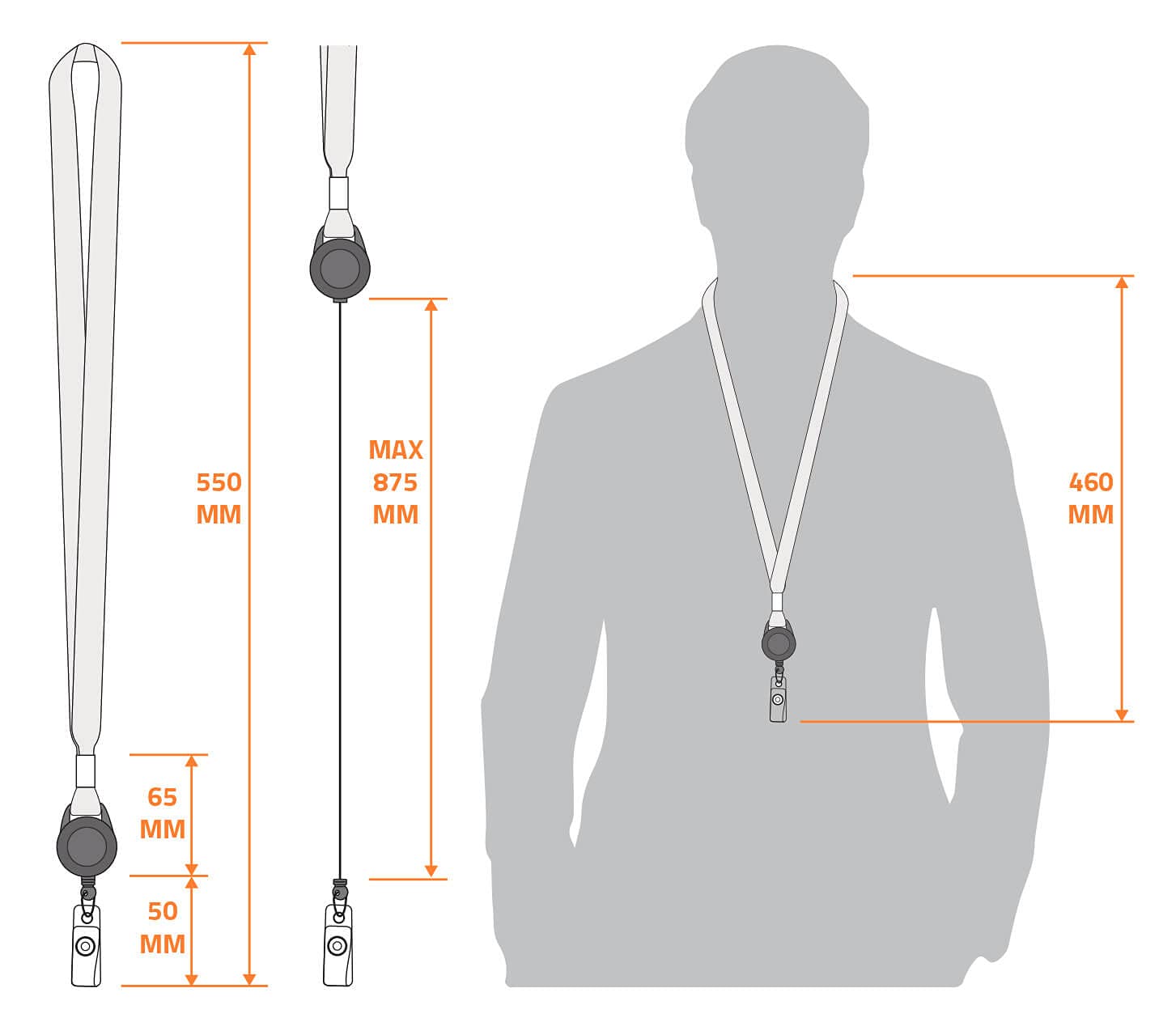 Karteo Schlüsselband mit Ausweisjojo rot [50 Stück] Lanyard mit Sicherheitsverschluss und Ausweishalter ausziehbar mit Vinylstrap für Kartenhalter Ausweise Karten