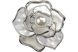 Elegant Vintage Pearl Camellia Flower Brooch