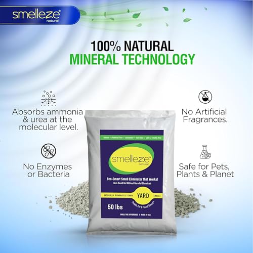 Image of SMELLEZE 50 lb. Yard Odor Eliminator for Dogs - Long-Lasting Turf Cleaner for Pet Urine Outdoor & Poop | Safe for People, Pets, Plants & Planet | Works on Grass, Gravel, Patios & Kennels