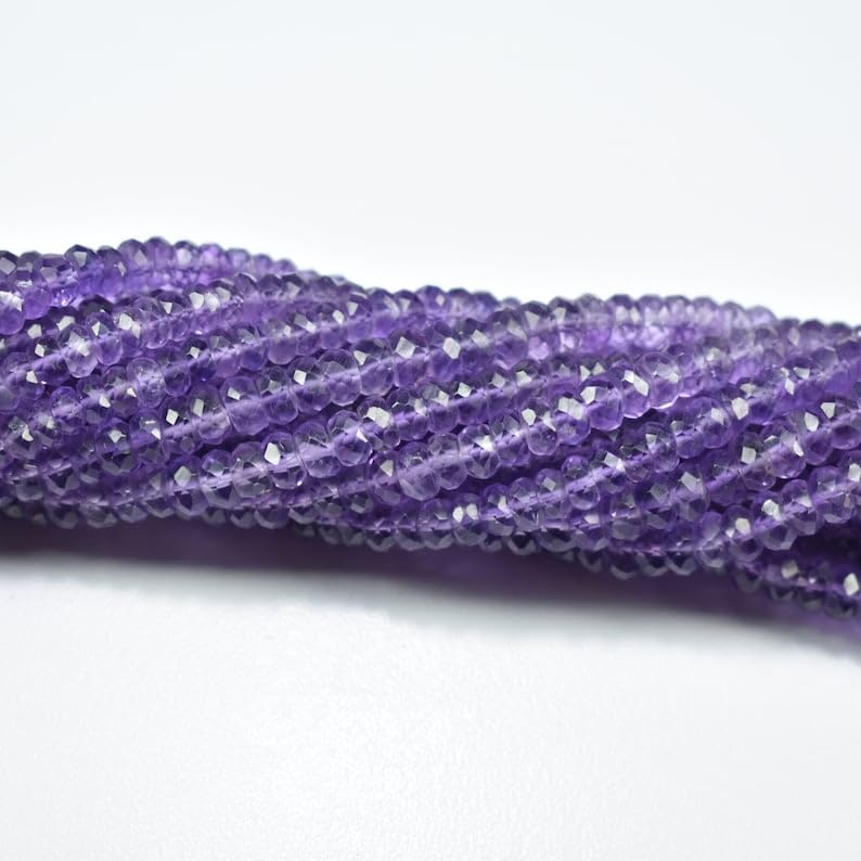 Perles rondes à facettes en améthyste violette naturelle 5mm pour fabrication de bijoux